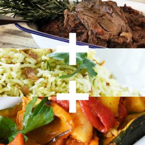 Slow cooked brisket + Basmati rice + Roasted Vegetables (2 Serves)