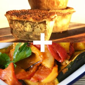 Cauliflower and Cheddar Pies + Roasted Vegetables (2 Serves)