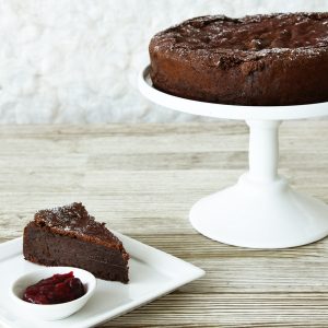 Flourless chocolate torte, berry compote (Serves 8-12)