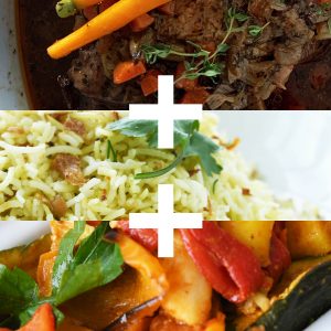 Slow Cooked Lamb Shoulder + Basmati rice + Roasted Vegetables (4 Serves)